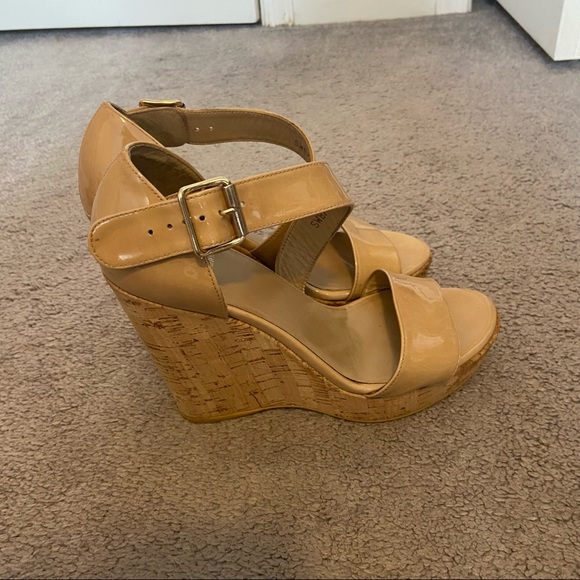 Stuart Weitzman Nude Platform Wedge Sandals - Picture 2 of 5